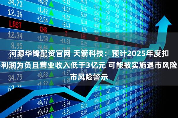 河源华锋配资官网 天箭科技：预计2025年度扣非净利润为负且营业收入低于3亿元 可能被实施退市风险警示